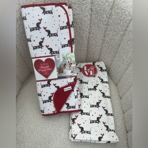 Dachshund Doxie Heart  Kitchen Towel & Drying Mat Set 4pcs